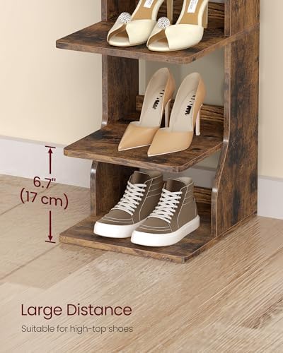 VASAGLE 7-Tier Vertical Shoe Rack, Narrow Shoe Storage Organizer with Hooks - Image 5