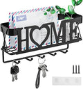 Key Holder for Wall - Key Rack with 5 Key Hooks, 11.02" L×2.75" W×4.92" H, Key and Mail Organizer Wall Mount with Mesh Basket, Key Hanger for Wall, Entryway, Home Decor(Matte Black) by OHOBABY