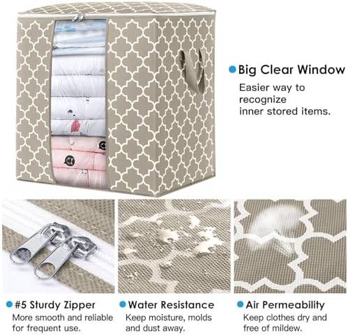 Storage Bags 8 Pack 100L Clothes Organization and Storage Containers | Large Blanket for Comforters,Bedding, Foldable Organizer with Reinforced Handle, Clear Window, Sturdy Zippers - Image 2