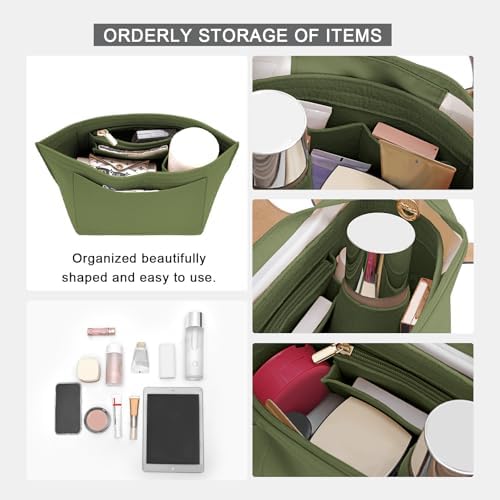 LOUKAYCCI Felt Purse Organizer Insert for Longchamp Le Pliage M Handbag Insert (Forest Green, Medium) - Image 5