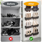 Novabright 8 Pack Wall Mounted Shoes Rack Storage with Sticky Strips Plastic Hanging Shoes Holder Organizer for Entryway Closet Bathroom Door RV Camper Sandals Sneakers Slippers, Black - Image 6