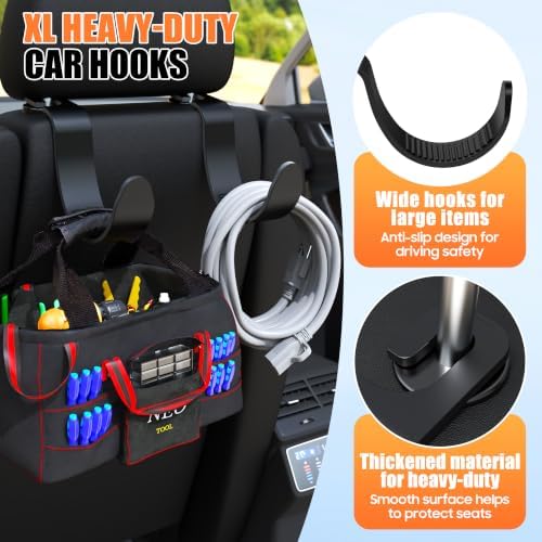 XL Hard Hat Headrest Hooks for Truck Heavy-Duty Car Seat Back Organizer - Image 3