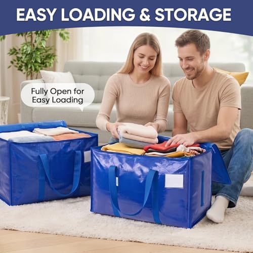 TICONN 12 Pack Extra Large Moving Bags Heavy Duty with Zippers & Carrying Handles, Durable Storage Bags Moving Boxes for Closet Organizers and Storage (12 Pack, Pink) - Image 2