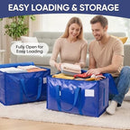 TICONN 12 Pack Extra Large Moving Bags Heavy Duty with Zippers & Carrying Handles, Durable Storage Bags Moving Boxes for Closet Organizers and Storage (12 Pack, Navy) - Image 2