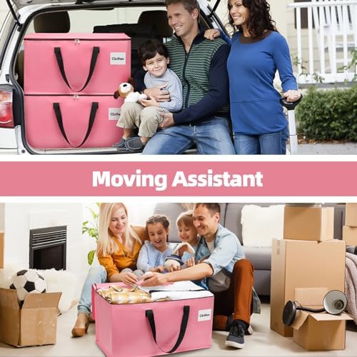 4 Pack Extra Large Heavy Duty Moving Bags with Reinforced Zipper & Wide Carry Handles, Stylish Pink Storage Totes for Clothes Packing, Dorm Moves & Apartment Organization, Pink - Image 5