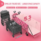 HIKEMOON 43'' Extra Long Folding Wagon with Extended Tailgate, Pink - Image 3