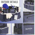 SCAVATA Wearable Caddy Bag, Cleaning Supplies Organizer With Handle & Shoulder Straps for Housekeepers, Under Sink & Car Tool Organizers With 4 Foldable Divider (NavyBlue) - Image 3