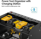 CCCEI Modular Power Tool Organizer Wall Mount Charging Station, Black 6 Drills Holder with 8 Plug Power Strip, Garage Drill Battery Heavy Duty Metal Shelf, Utility Rack with Hooks, Side Storage. - Image 2