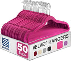Zober Velvet Hangers 50 Pack - Heavy Duty Pink Hangers for Coats, Pants & Dress Clothes - Non Slip Clothes Hanger Set - Space Saving Felt Hangers for Clothing | Slim velvet hangers with pants bar, felt hangers, flocked hangers, non slip hangers, coat h... by ZOBER