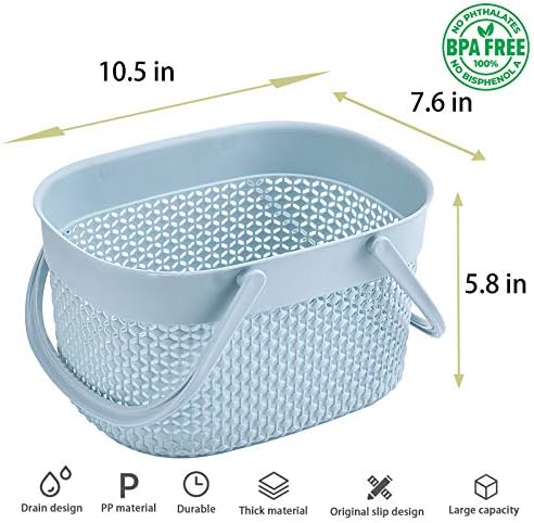 rejomiik Portable Plastic Shower Caddy Basket with Handles, Blue - Image 5
