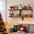 BAYKA Floating Shelves for Wall, Wood, Dark Brown, Set of 3, 16in - Image 2