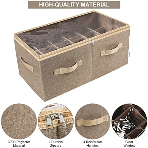 Moteph Shoe Organizer for Closet - Shoe Storage Organizer for Closet Organization with Clear Cover & Adjustable Dividers, Shoe Rack & Basket - (Light Brown, Large - 24 Pairs) - Image 5
