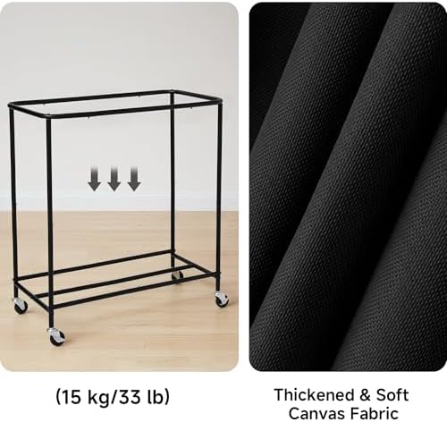 StorageWorks 3 Section Laundry Hamper, 120L Black Sorter Cart with Wheels - Image 4