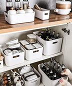 Plastic Storage Bins,Versatile Kitchen Pantry Organization and Storage,for Plastic Storage Container Under Bed,Under Sink Bathroom Organizer (1 Pack Medium, White) - Image 3