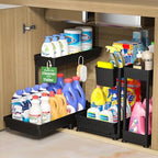 Sevenblue 3-Pack 2-Tier L-Shaped Under Sink Organizers with Sliding Drawers by Sevenblue