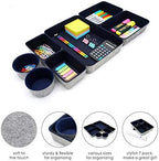 Welaxy 7 Piece Felt Desk Drawer Organizer Storage Bin Navy Catchall Tray - Image 4