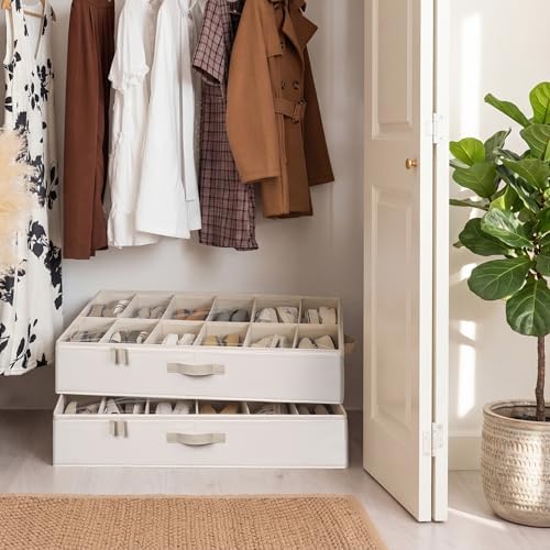 StorageWorks Underbed Shoe Storage Organizer, Fits up to 24 Pairs, Ivory - Image 5