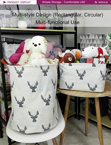Laundry Hamper Large Canvas Fabric Storage Basket Grey deer - Image 4