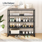 HOOBRO Shoe Rack, 5 Tier Shoe Storage Organizer with 4 Oxford Fabric Shelves and Top Panel, Holds 16-20 Pairs of Shoes, for Entryway and Closet, Industrial, Greige and Black BG50XJ01 - Image 3
