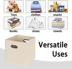 Black Foldable Storage Cubes Bins , Fabric Storage Box Cubes Organizer Baskets with Dual Handles for Home Organizer(Creamy-White) - Image 3