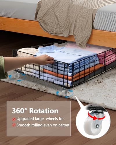 4 Pack Larger Under Bed Storage With Wheels,Rolling Under Bed Drawer,Under Bed Shoes Storage,Open Design, Large capacity,Suitable For Various Storage - Image 3