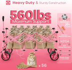 Originsure 300L Collapsible Beach Wagon Cart with Big Wheels, 560lbs, Pink - Image 4