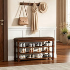 Homleke 39.4" Wide Solid Wood Shoe Rack Bench with Classic Turned Ball Legs - Image 2