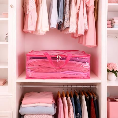 Blanket Storage Bags 4 Pack 60L Clothes Comforter Bedding Container Pink - Image 7