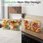 4 Set Pantry Organizer and Stackable Storage Kitchen,Sturdy and Durable Storage Basket for Potato, Onion, Garlic, Fruit, Vegetable, Produce, Clear Plastic Storage with Lid&Handle - Image 6
