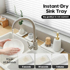 3 Pack Water Absorbent Diatomite Coasters, Stone Drying Mat for Kitchen Counter, Bathroom Sink Organizer Tray, Compact Vanity Rack, Soap Holder Caddy, Faucet Splash Guard, White 8"x3.8" - Image 2