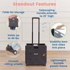 ECR4Kids Universal Rolling Cart with Canvas Organizer Bag, Mobile Storage, Red/Grey - Image 4