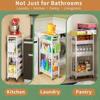 OKZEST Slim Bathroom Organizers and Storage Cart with Toilet Paper Holder - Image 6