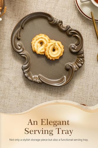 LYEOBOH Jewelry Dish Tray, Ceramic Jewelry Dish, Key Bowl, Decorative Plate, Gifts for Women Best Friend Sister, Retro, Vintage, on Mother's Day, Valentine's Day Christmas, Wedding Gifts, Brown - Image 5