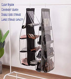 AARAINBOW 2 Packs Hanging Handbag Purse Organizer, Purse Bag Organizer Storage, 8 Pockets Hanging Bag Organizer for Closet Rack, Wardrobe Closet Space Saving Purses Holder, 41L*13.5W (B, 2 Black) - Image 5