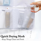Fammart Mesh Shower Caddy Hanging, Quick-Drying Shower Organizer with 7 Pockets, Portable Bathroom Organizers and Storage for Shampoo, Soap, Loofah, Travel, and Cruise Essentials - Image 4