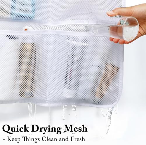 Fammart Mesh Shower Caddy Hanging, Quick-Drying Shower Organizer with 7 Pockets, Portable Bathroom Organizers and Storage for Shampoo, Soap, Loofah, Travel, and Cruise Essentials - Image 4