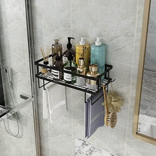 Godboat 1-Tier Over Toilet Storage - Wall-Mount Bathroom Shelf with 2 Hook - Image 3