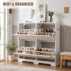 Nicetree Shoe Cabinet, 4 Flip Drawers Slim White Entryway Storage - Image 5