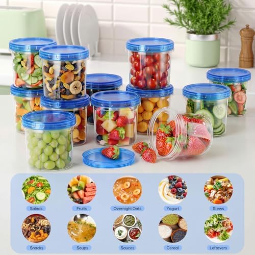 6 Pack-24 OZ Freezer Storage Containers Set, Small Plastic Containers with Twist Top Lids, Reusable Soup Containers for Meal Prep, Lunch, Leftovers - Image 2