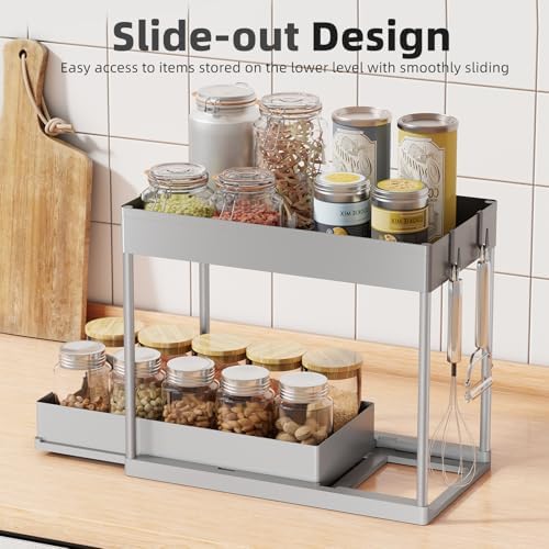 Simple Trending Under Sink Organizer 2 Pack, with Sliding Drawer, Grey - Image 4