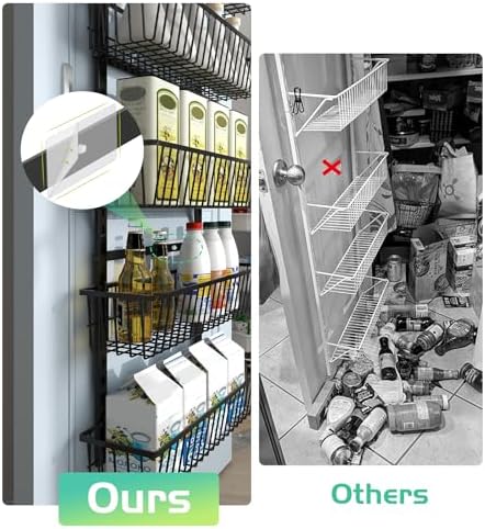 Mefirt 12 Inch Wide Narrow Over The Door Pantry Organizer Black 8-Tier - Image 6