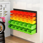 MULSAME Wall Mounted Storage Bins Parts Rack 4 Colors Bin Organizer Garage Plastic Shop Tool, Garage Organizers and Storage (Style-Vivid) 25.2"*16.2" - Image 6
