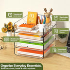 FANXIYQ 4-Tier Acrylic Paper Tray Organizer, Clear Stackable Desk File Organizer for Documents, Files, Letters, A4 Paper, Books, Notes, Mail & Paper Storage, Office Classroom Home - Image 2
