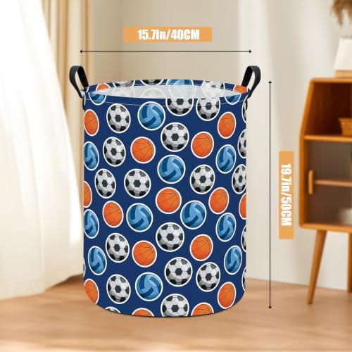 Round Laundry Basket Collapsible Storage Hamper Organizer Ball Sports - Image 2