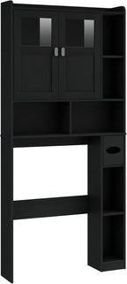 Vabches Over The Toilet Storage Cabinet with Doors and Shelves, Black - Image 8