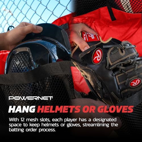 PowerNet Softball & Baseball Helmet Hanging Bag, 12 Pocket Baseball Glove & Helmet Storage Holder & Dugout Organizer, Portable Baseball Gear Training Equipment Holder, Team Colors - Image 5