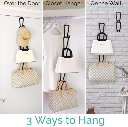 TERRA HOME Purse Hanger Closet Organizer Improved Design Bag Chain Hooks for Wall - Compact, Efficient Storage Solution for Bags, Purses, More as Over the Door, in Your Closett or Wall Mount - Image 6