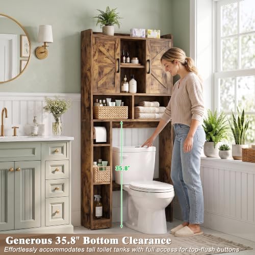 Farmhouse Over The Toilet Storage Cabinet with Barn Door, Reversible Side - Image 2