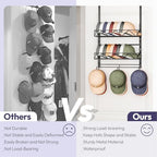 SWTYMIKI Over Door Hat Organizer - 3 Tier Wall Mounted Hat Rack with 2 Adjustable Metal Basket and 3 Hooks, Hanging Baseball Cap Organizer Storage Holds up to 29 Caps for Door, Bedroom, Closet - Image 3