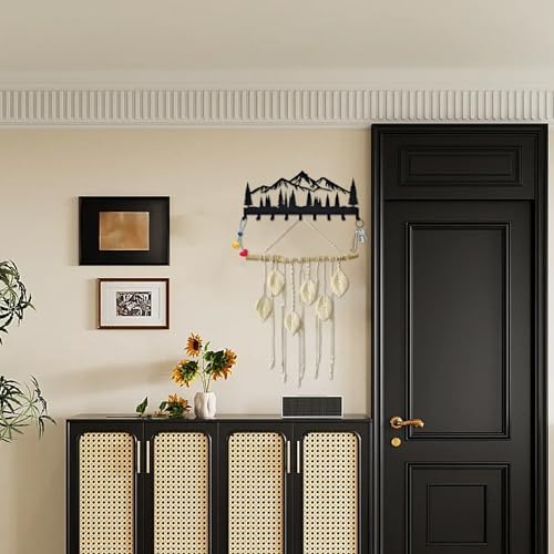 Key Holder for Wall, Metal Wall Hooks Organizer Rack with 9 Hooks for Keys, Coats, Bags – Decorative Home Decor for Entryway, Hallway, Kitchen, Living Room (14 inches) - Image 3